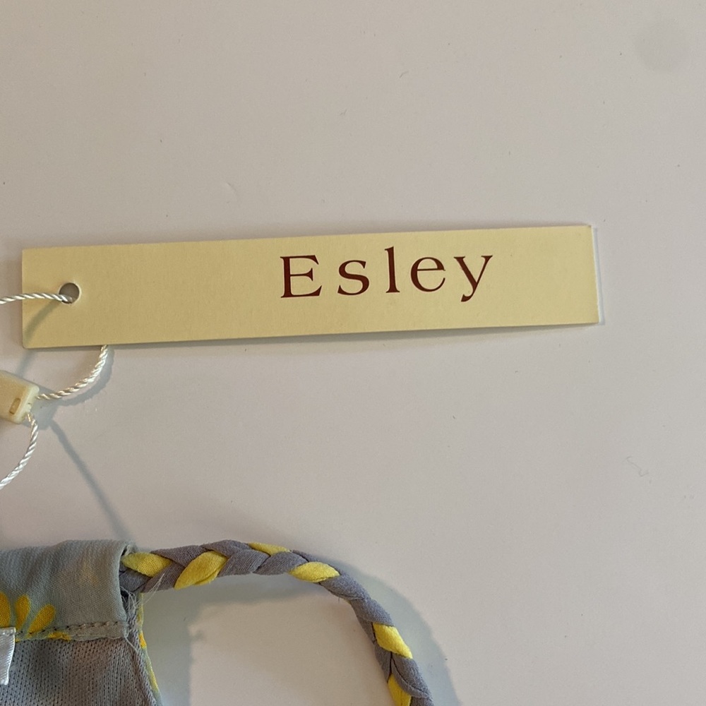 Esley NWT Yellow Gray Daisy Print Spaghetti Straps Pockets Elastic Waist Dress - Picture 11 of 13